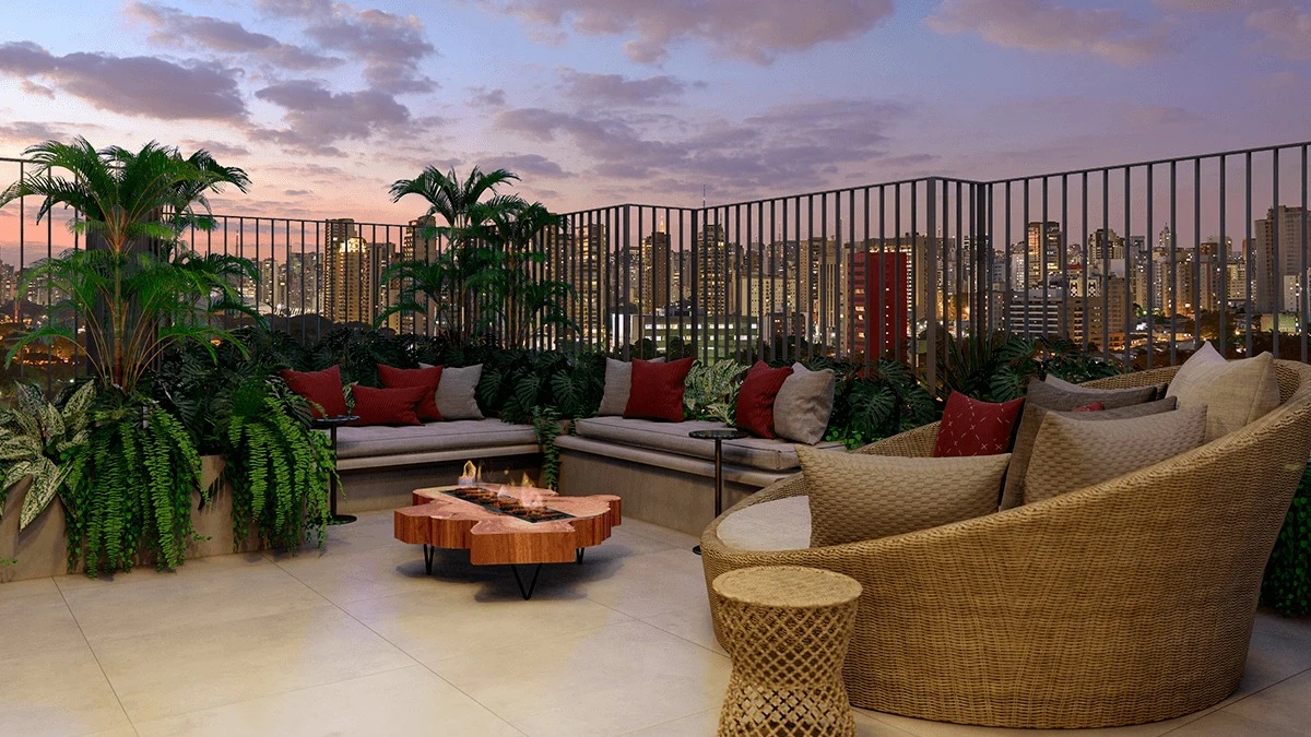 Imagem sobre Lounge com Lareira Apartamento Yees Tatuape